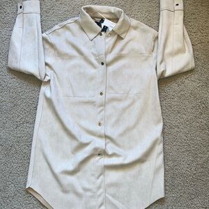 Joan Vass Beige Button-Down Shirt